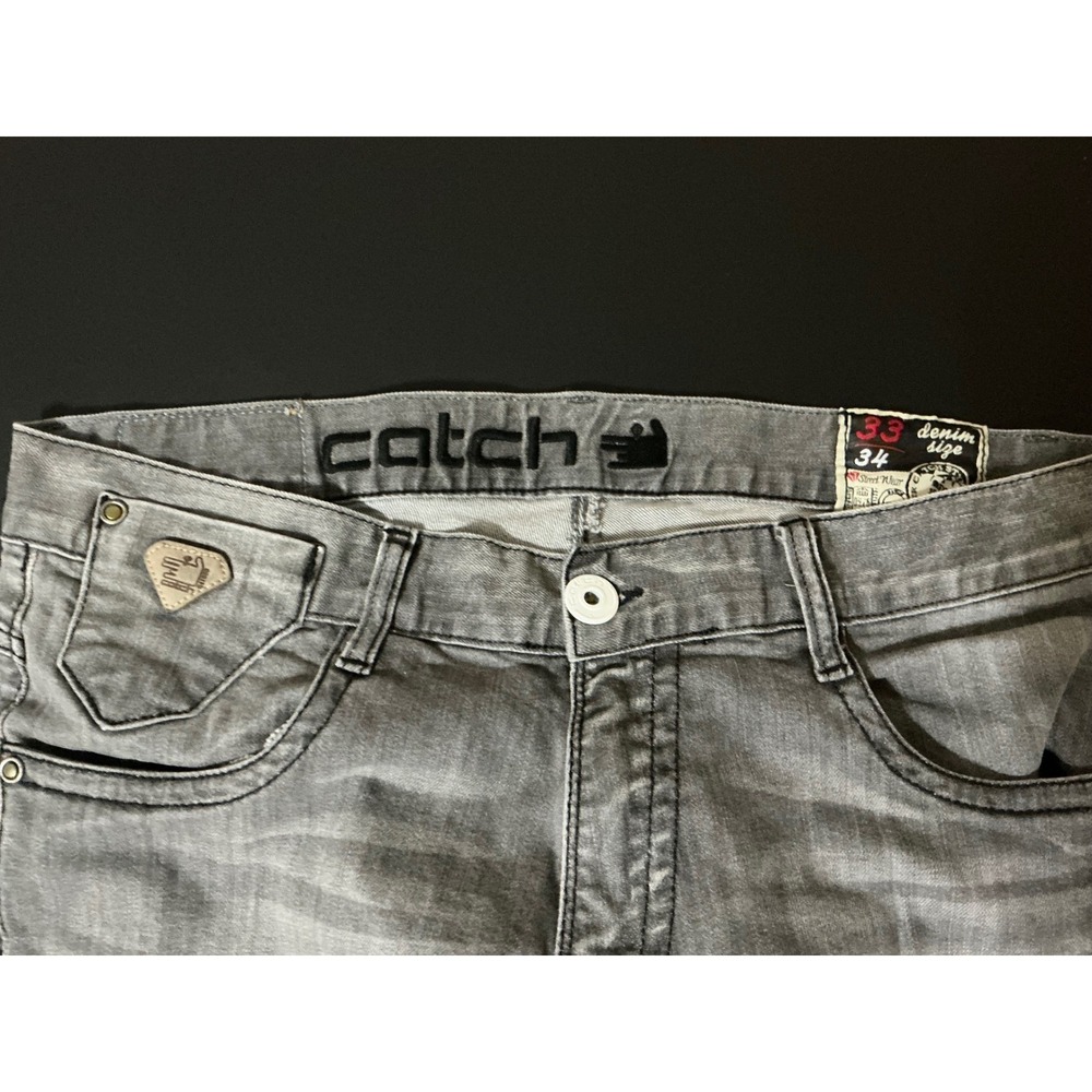 Catch Denim Mens Gray Wash Jeans Size 33x34 Straight Leg Casual